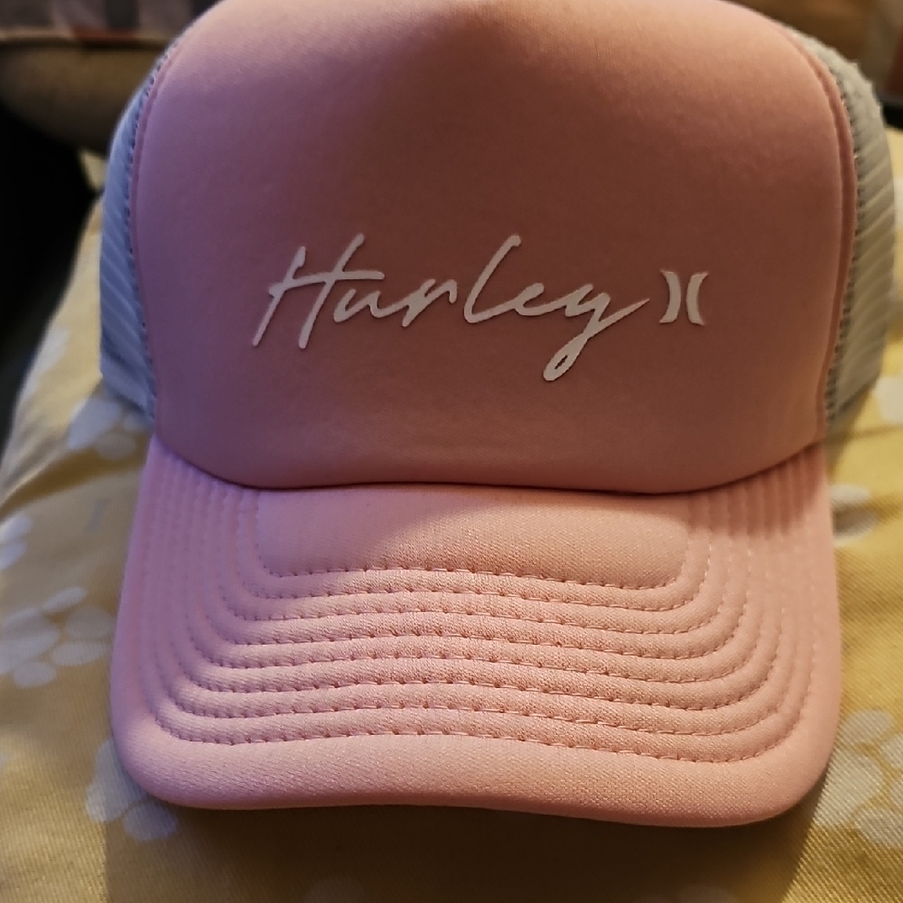 Hurley Pink Foam Trucker Cap with White Script Logo New One Size